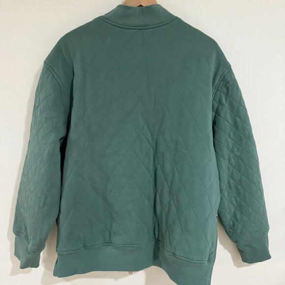 Athleta Women's Retroplush Green Quilted Bomber Jacket XL - Picture 2 of 6